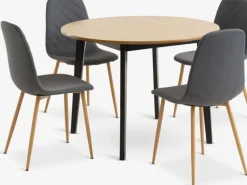 JEGIND + JONSTRUPJEGIND Ø105 table coloris chêne +4 JONSTRUP chaises asphalte-JYSK Best