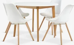 JEGIND + KASTRUPJEGIND Ø105 table blanc + 4 KASTRUP chaises blanc-JYSK Discount