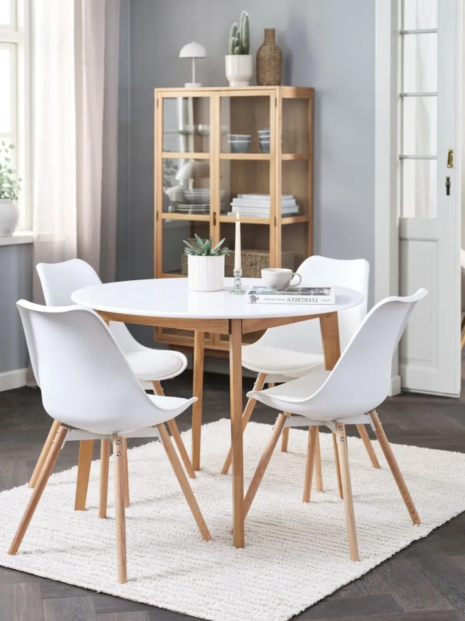 JEGIND + KASTRUPJEGIND Ø105 table blanc + 4 KASTRUP chaises blanc-JYSK Discount