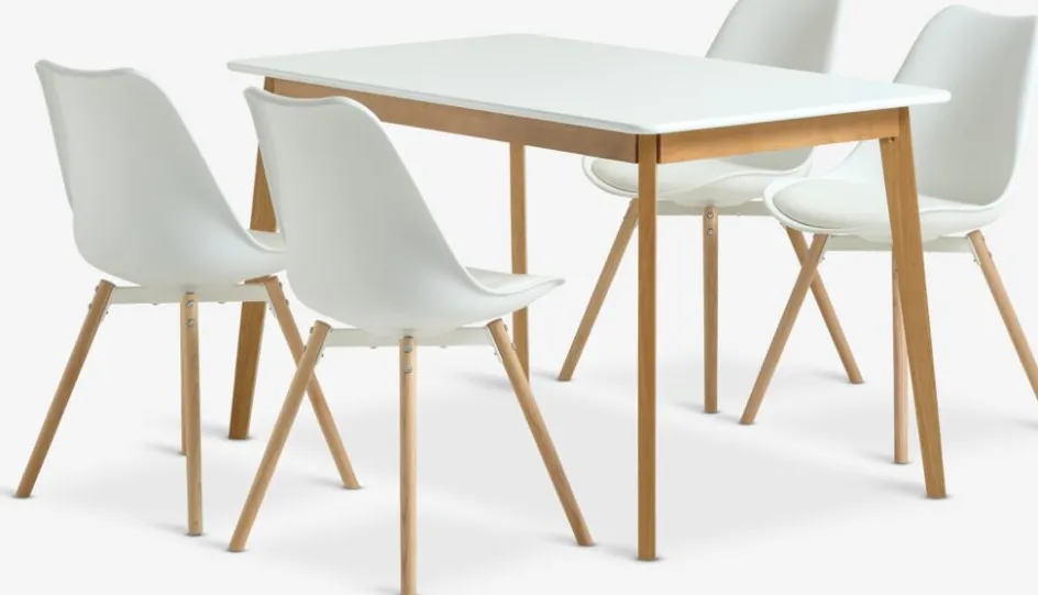 JEGIND + KASTRUPJEGIND L130 table blanc + 4 KASTRUP chaises blanc-JYSK Sale