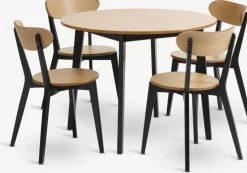 JEGINDJEGIND Ø105 table + 4 JEGIND chaises coloris chêne nat./noir-JYSK