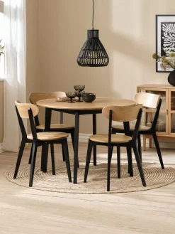 JEGINDJEGIND Ø105 table + 4 JEGIND chaises coloris chêne nat./noir-JYSK