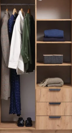 JENSLEVArmoire JENSLEV 96x176 2 portes 3 tiroirs coloris chêne nat.-JYSK Outlet