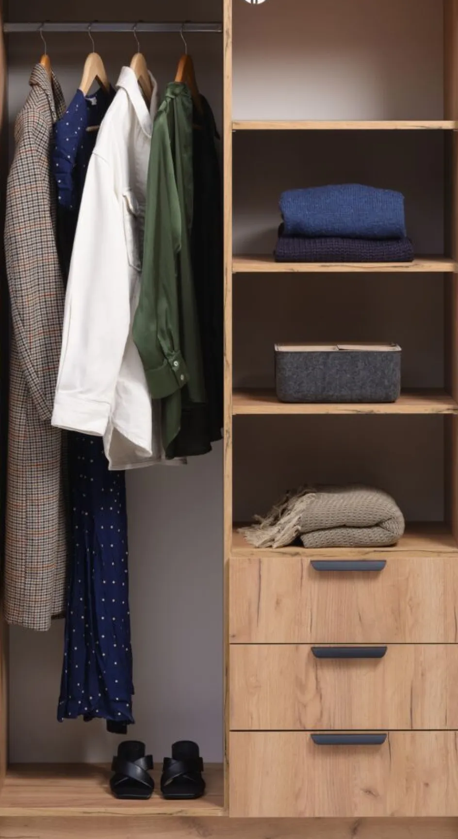 JENSLEVArmoire JENSLEV 96x176 2 portes 3 tiroirs coloris chêne nat.-JYSK Outlet