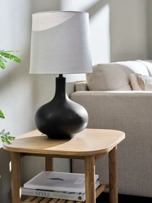 JOACHIMLampe de table JOACHIM Ø27xH54cm beige/noir-JYSK