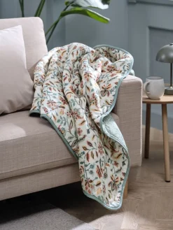 KAMILLECouverture matelassée KAMILLE 140x200 blanc/pétrole-JYSK