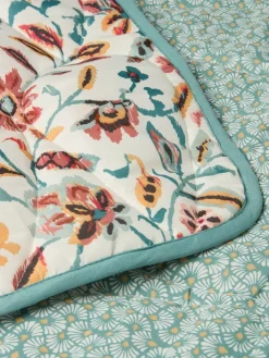 KAMILLECouverture matelassée KAMILLE 140x200 blanc/pétrole-JYSK