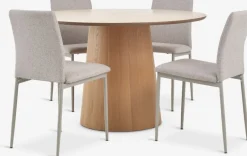 KLIPLEV + BRANDEKLIPLEV Ø120 table colo. chêne nat. + 4 BRANDE chaises beige-JYSK Sale