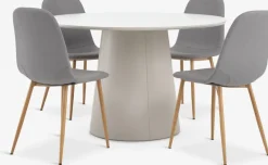 KLIPLEV + JONSTRUPKLIPLEV Ø120 table colo. travertin + 4 JONSTRUP chaises gris-JYSK New