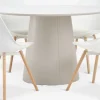 KLIPLEV + KASTRUPKLIPLEV Ø120 table imi. travertin + 4 KASTRUP chaises blanc-JYSK Outlet