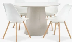 KLIPLEV + KASTRUPKLIPLEV Ø120 table imi. travertin + 4 KASTRUP chaises blanc-JYSK Outlet