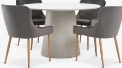 KLIPLEV + PEBRINGEKLIPLEV Ø120 table imi. travertin + 4 PEBRINGE chaises vel g-JYSK Online