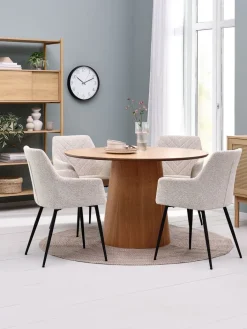 KLIPLEV + PURHUSKLIPLEV Ø120 table col. chêne + 4 PURHUS chaises blanc cassé-JYSK Online