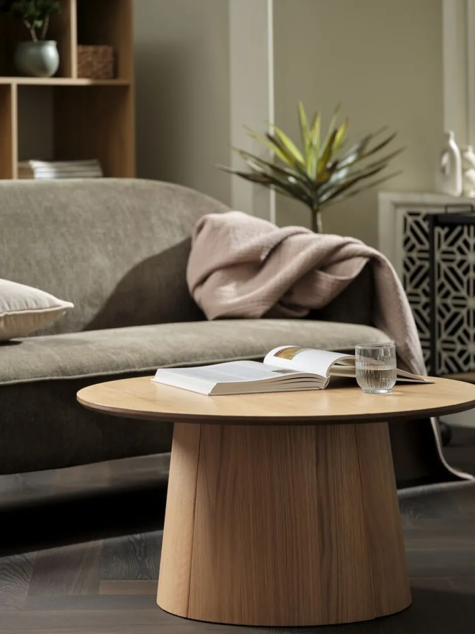 KLIPLEVTable basse KLIPLEV Ø80 coloris chêne naturel-Royal Oak