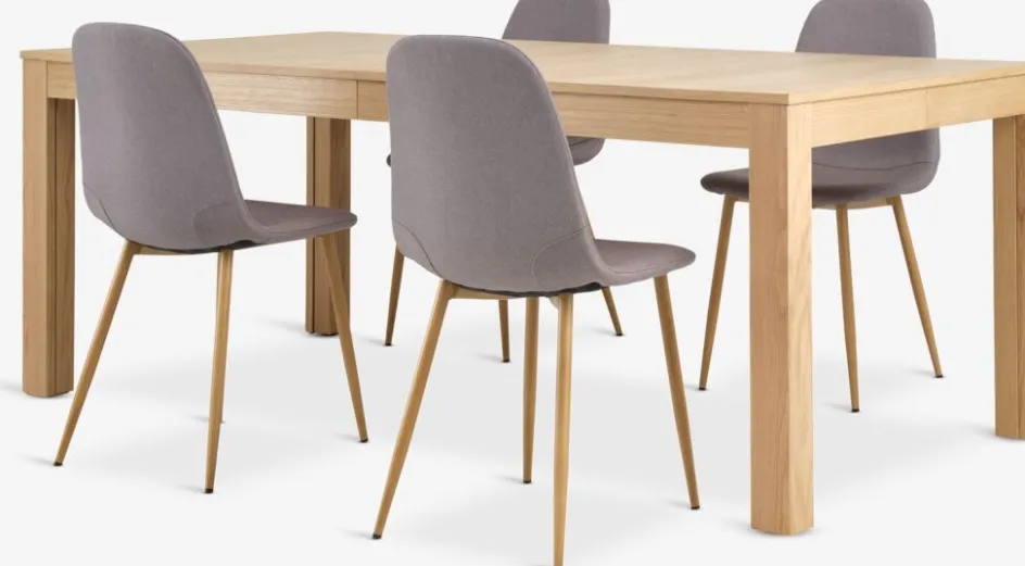 KORSKRO + JONSTRUPKORSKRO L200/326 table chêne nat. + 4 JONSTRUP chaises gris-JYSK Discount