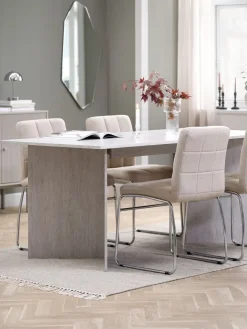KRONDAL + HAMMELKRONDAL L180 table colo. travertin + 4 HAMMEL chaises beige-JYSK Online