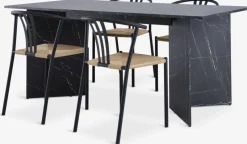 KRONDAL + JYDERUPKRONDAL L180 table marbre + 4 JYDERUP chaises noir/naturel-JYSK