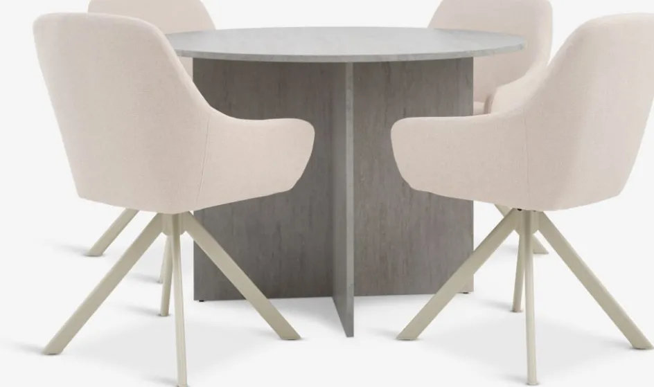 KRONDAL + ROSTRUPKRONDAL Ø110 table travertin + 4 ROSTRUP chaises beige-JYSK Hot