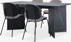 KRONDAL + TESTRUPKRONDAL L180 table marbre + 4 TESTRUP chaises sable c./noir-JYSK Online