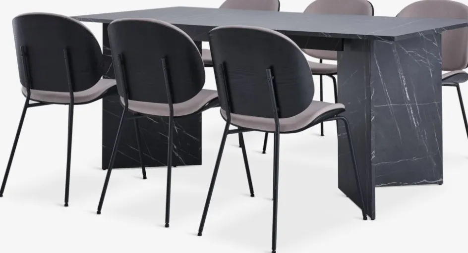 KRONDAL + TESTRUPKRONDAL L180 table marbre + 4 TESTRUP chaises sable c./noir-JYSK Online