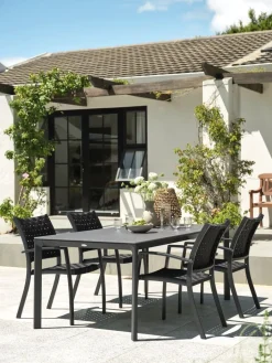 KUMLA + GLOMFJORDKUMLA L200 table gris + 4 GLOMFJORD chaises noir-JUTLANDIA New