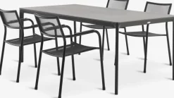 KUMLA + HEMSEDALKUMLA L200 table gris + 4 HEMSEDAL chaises noir-JUTLANDIA Clearance