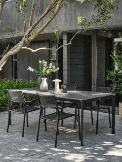 KUMLA + HEMSEDALKUMLA L200 table gris + 4 HEMSEDAL chaises noir-JUTLANDIA Clearance