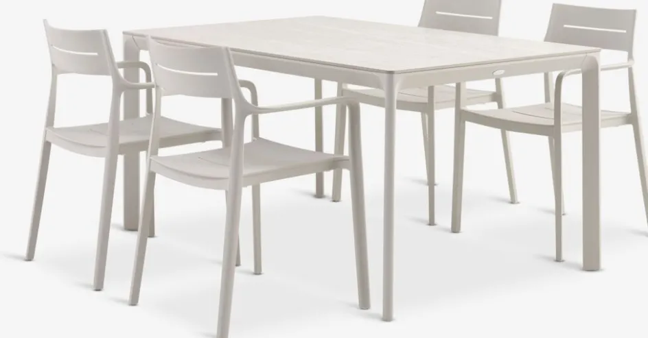 KUMLA + INGSTRUPKUMLA L150 table + 4 INGSTRUP chaises beige-JYSK Online