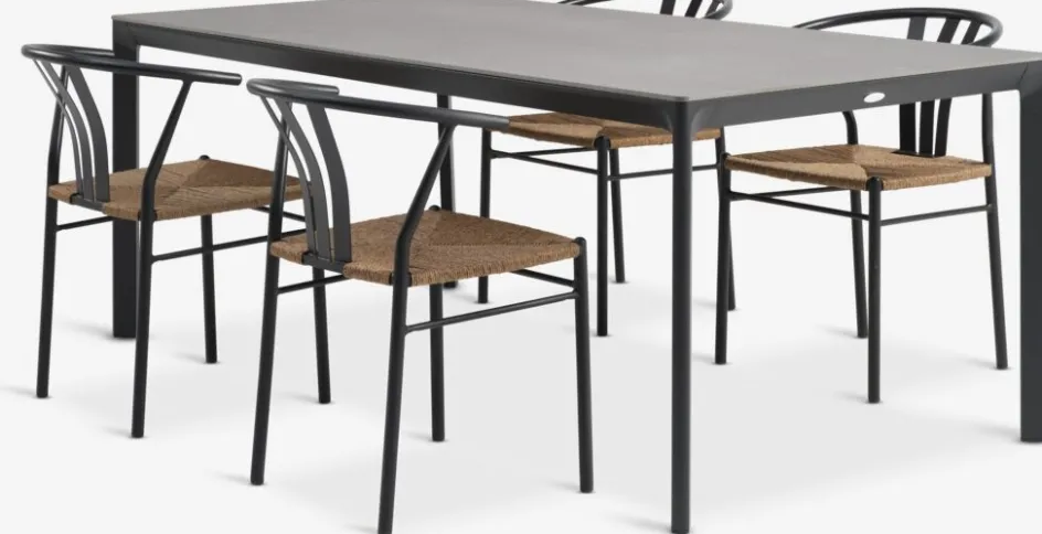 KUMLA + TAGMARKKUMLA L200 table + 4 TAGMARK chaises noir-JUTLANDIA Sale