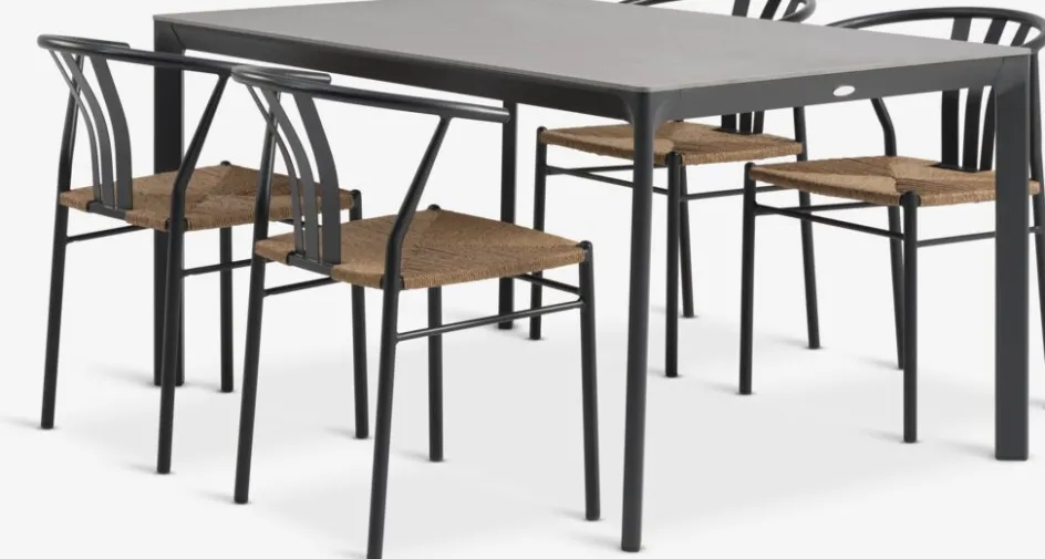 KUMLA + TAGMARKKUMLA L150 table + 4 TAGMARK chaises noir-JUTLANDIA Outlet