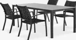 LANGET + GLOMFJORDLANGET L207 table + 4 GLOMFJORD chaises noir-JUTLANDIA Best