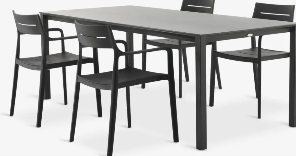 LANGET + INGSTRUPLANGET L207 table + 4 INGSTRUP chaises noir-JYSK New