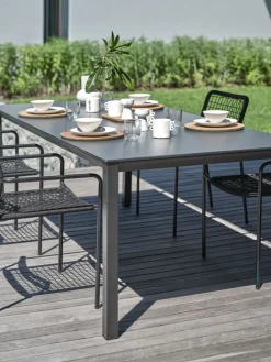 LANGETTable de jardin LANGET l95xL207 noir-JUTLANDIA Discount