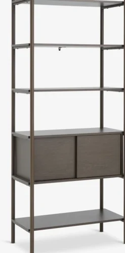 LINDVEDÉtagère LINDVED 6 tablettes 2 portes coloris chêne foncé-JYSK Online