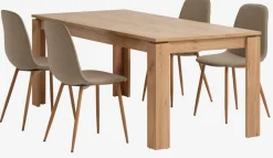 LINTRUP + BISTRUPLINTRUP L190/280 table colo. chêne + 4 BISTRUP chaises sable-JYSK Clearance