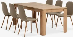 LINTRUP + BISTRUPLINTRUP L190/280 table colo. chêne + 4 BISTRUP chaises sable-JYSK Clearance