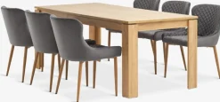 LINTRUP + PEBRINGELINTRUP L190/280 table colo. chêne + 4 PEBRINGE chaises gris-JYSK Clearance