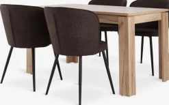 LINTRUP + RISSKOVLINTRUP L140 table col. chêne + 4 RISSKOV chaises brun foncé-JYSK Discount