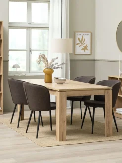 LINTRUP + RISSKOVLINTRUP L190/280 table colo. chêne + 4 RISSKOV chaises brun-JYSK Clearance