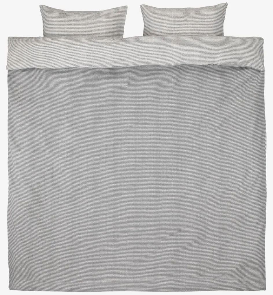 LOLAPlusParure de lit Seersucker LOLA 240x220 gris/blanc-JYSK