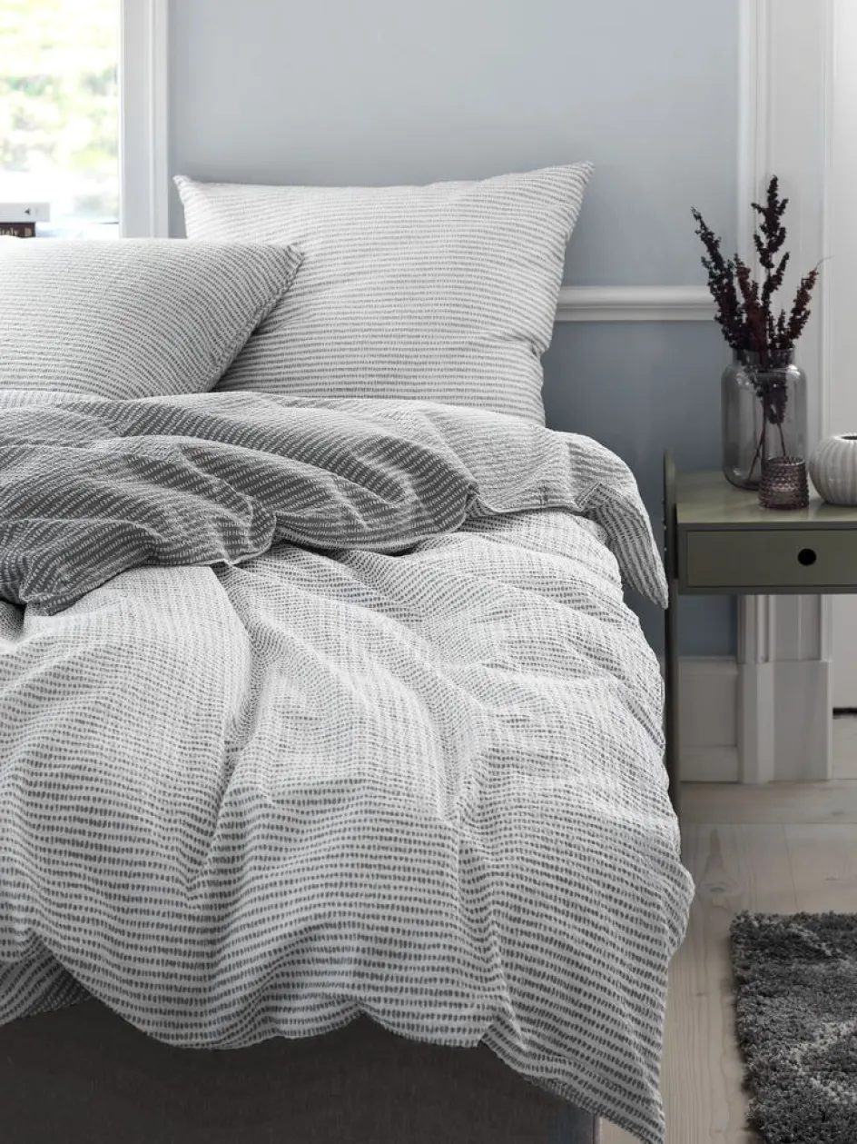 LOLAPlusParure de lit Seersucker LOLA 240x220 gris/blanc-JYSK