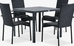 MADERUP + GUDHJEMMADERUP L90 table + 4 GUDHJEM chaises noir-JUTLANDIA New