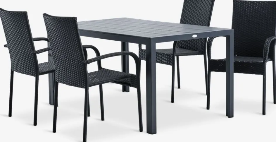 MADERUP + GUDHJEMMADERUP L150 table + 4 GUDHJEM chaises noir-JUTLANDIA Best