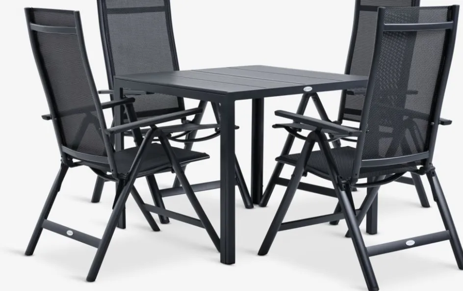 MADERUP + LOMMAMADERUP L90 table + 4 LOMMA chaises noir-JUTLANDIA Hot