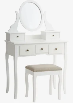 MALLINGCoiffeuse + tabouret MALLING a/miroir blanc/beige-JYSK Outlet