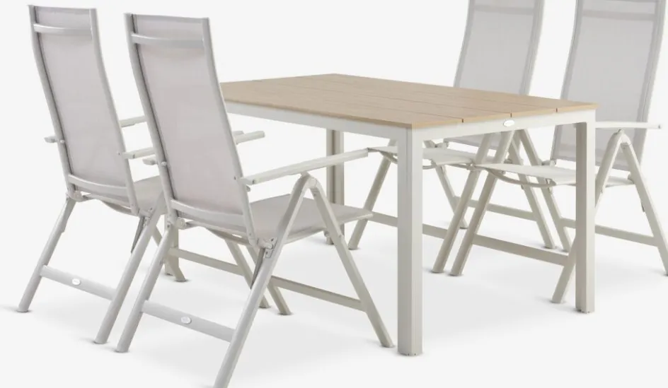 MARIELYST + LOMMAMARIELYST L150 table + 4 LOMMA chaises beige-JUTLANDIA Outlet
