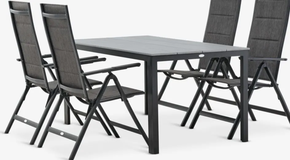 MARIELYST + MYSENMARIELYST L150 table + 4 MYSEN chaises gris-JUTLANDIA Outlet