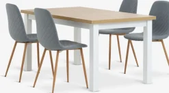 MARKSKEL + JONSTRUPMARKSKEL L150/193 table col. chêne + 4 JONSTRUP chaises bleu-JYSK Outlet