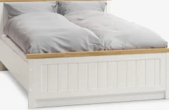 MARKSKELCadre de lit MARKSKEL 140x190 coloris blanc/chêne naturel-JYSK