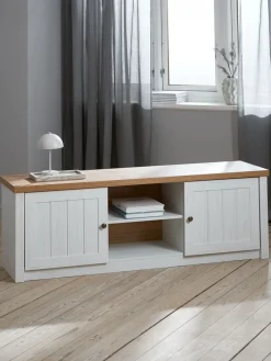 MARKSKELMeuble TV MARKSKEL 2 portes coloris blanc/chêne naturel-JYSK Discount